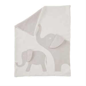 Mud Pie Grey Elephant Chenille Blanket