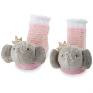Mud Pie Crowned Elephant Rattle Toe Socks